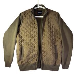 Kensington Eastside Men’s LG Zip Quilted Jacket Olive Large Cuffed Bomber Fall